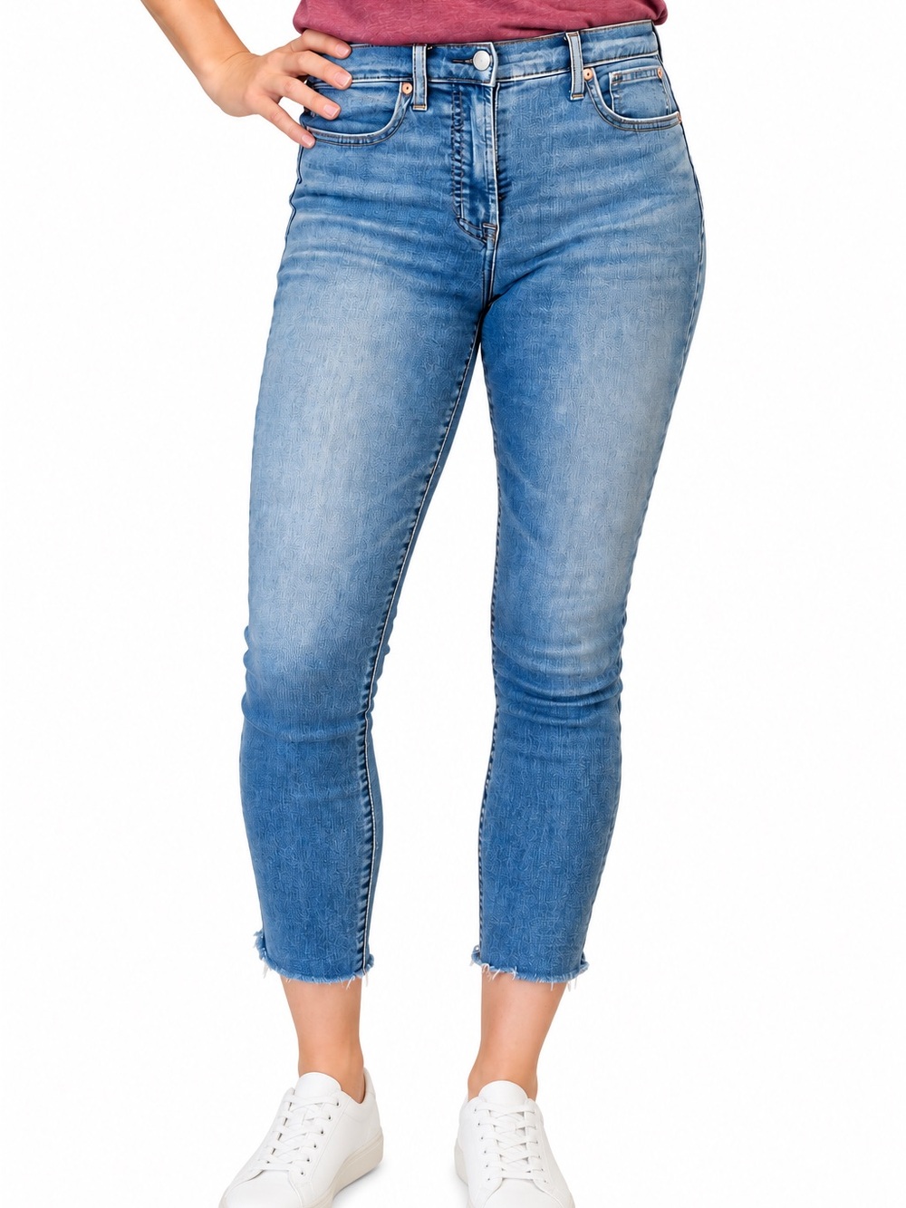 GAP Light Blue True Skinny High-Rise Jeans with Frayed Hem